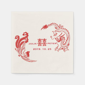 Servilleta De Papel Boda China Personalizada Dragón-Fénix Moderna