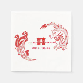 Servilleta De Papel Boda China Personalizada Dragón-Fénix Moderna
