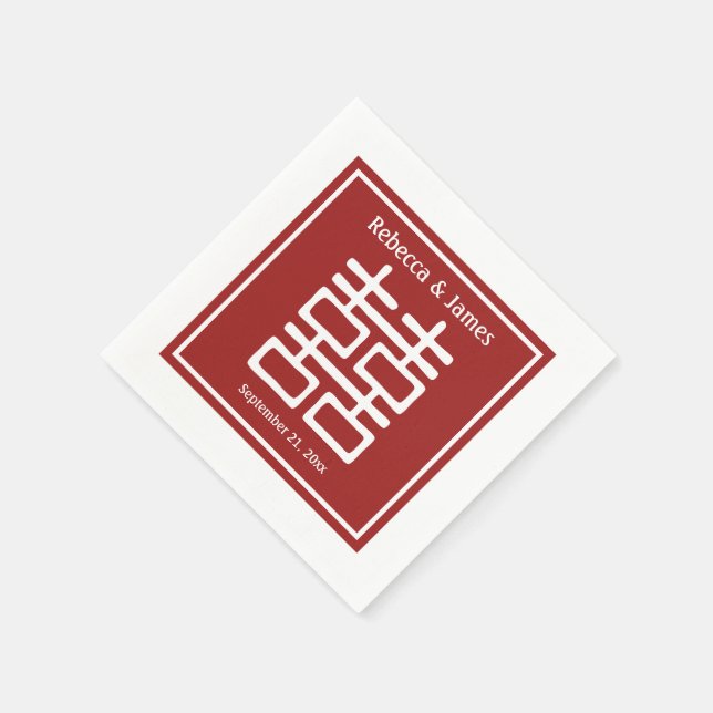 Servilleta De Papel Boda chino de doble felicidad (Borde)