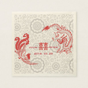 Servilleta De Papel Boda chino personalizado moderno Dragon-Phoenix