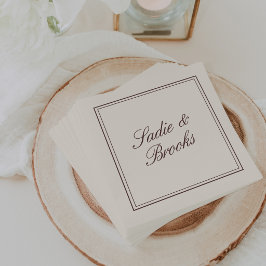 Servilleta De Papel Boda Clásica con Guión de Burdeos Oscuro