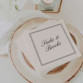 Servilleta De Papel Boda Clásica con Letra Negra