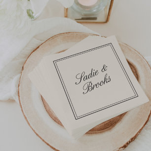 Servilleta De Papel Boda Clásica con Letra Negra