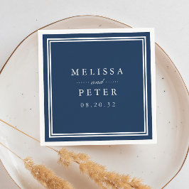 Servilleta De Papel Boda Clásica de Azul Marino y Blanco