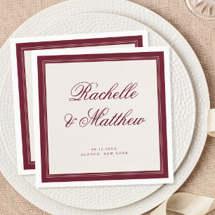 Servilleta De Papel Boda Clásica de Dinero Antiguo de Borgoña