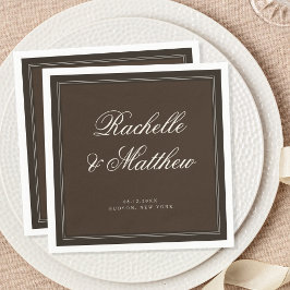 Servilleta De Papel Boda Clásica de Dinero Antiguo Marrón Oscuro
