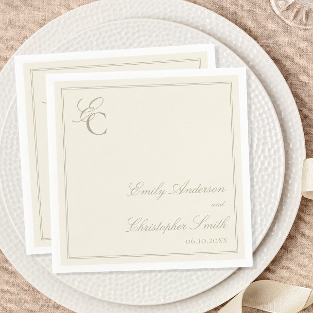 Servilleta De Papel Boda Clásica de Marfil Elegante (Subido por el creador)