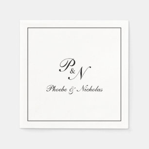 Servilleta De Papel Boda clásica elegante en blanco y negro