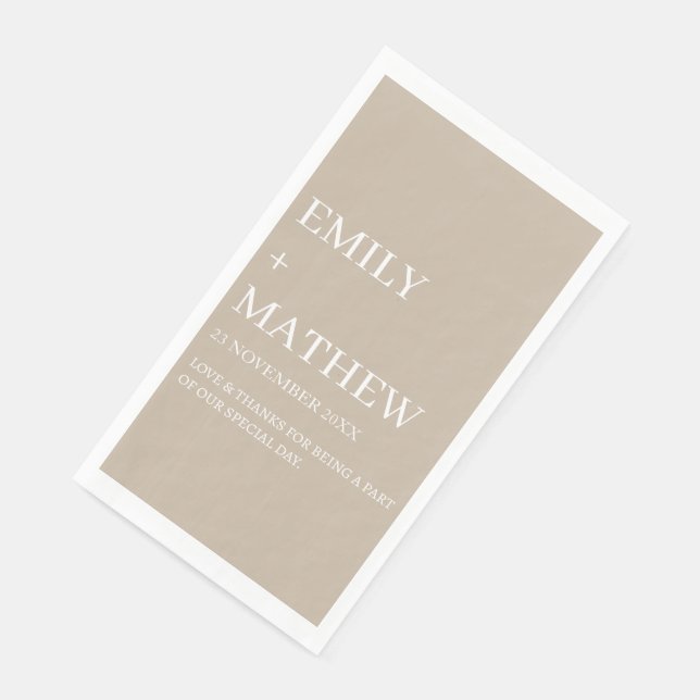 SERVILLETA DE PAPEL BODA CLÁSICA ELEGANTE MODERNA PERSONALIZADA CON ES (Esquina)