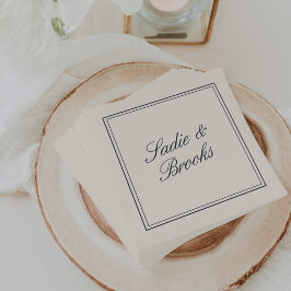 Servilleta De Papel Boda Clásica en Azul Marino con Letra Script