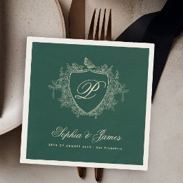 Servilleta De Papel Boda clásica esmeralda verde monograma clásico