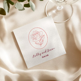 Servilleta De Papel Boda Clásica Floral Rosa de Jardín de Familias