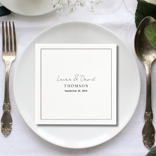 Servilleta De Papel Boda Clásica Minimalista Moderna Personalizada