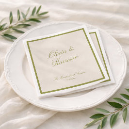 Servilleta De Papel Boda Clásica Verde Oliva