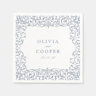 Servilleta De Papel Boda clásico del marco del marco de color azul tur