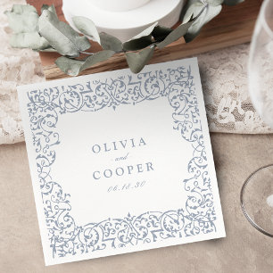 Servilleta De Papel Boda clásico del marco del marco de color azul tur