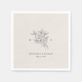 Servilleta De Papel Boda clásico del monograma botánico