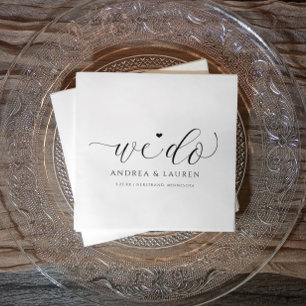 Servilleta De Papel Boda Cocktail Napkins Sencillo guión elegante