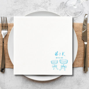 Servilleta De Papel Boda Cóctel Azul Dibujado a Mano 