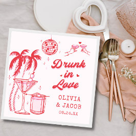 Servilleta De Papel Boda Cóctel Bebido Enamorada Caprichosa Rosa