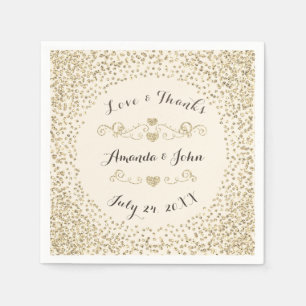 Servilleta De Papel Boda Compromiso Ivory Sepia Faux Gold Confetti