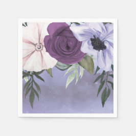 Servilleta De Papel Boda con Acuarela Floral de Lavanda Morada Moderna