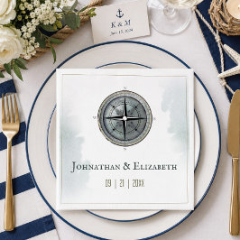 Servilleta De Papel Boda con brújula náutica vintage