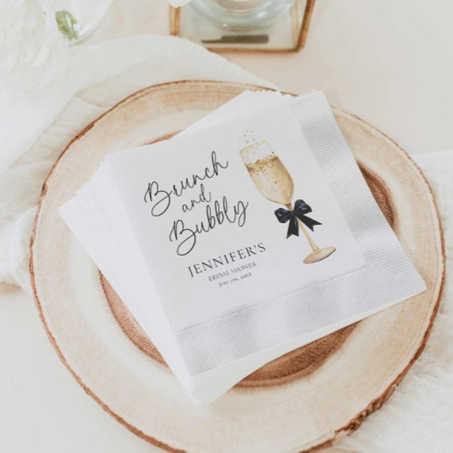 Servilleta De Papel Boda con champán moderna (Elegant Brunch and Bubbly Bridal Shower napkins)