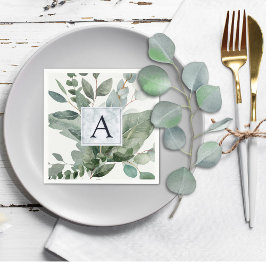 Servilleta De Papel Boda con Eucalipto Verde Tropical Monogramado