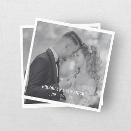Servilleta De Papel Boda con foto en blanco y negro moderno