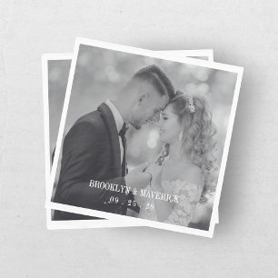 Servilleta De Papel Boda con foto en blanco y negro moderno