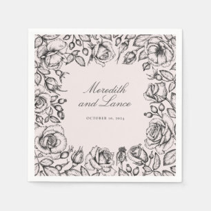 Servilleta De Papel Boda con guion de marco floral elegante