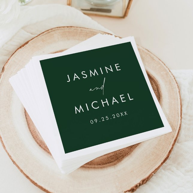 Servilleta De Papel Boda con guión moderno verde (Subido por el creador)