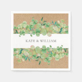 Servilleta De Papel Boda con guirnalda de eucalipto rústico verde