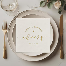 Servilleta De Papel Boda con letra dorada elegante moderna