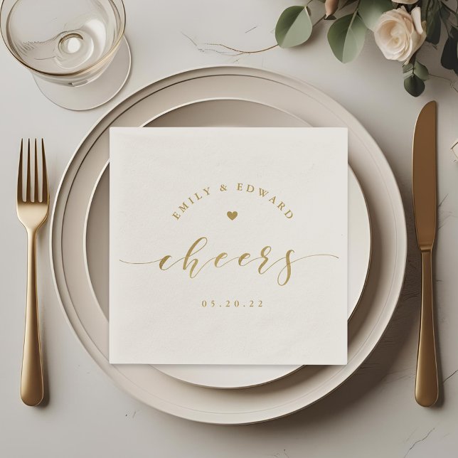 Servilleta De Papel Boda con letra dorada elegante moderna (Subido por el creador)