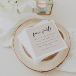 Servilleta De Papel Boda con letra script beige moderna "Hechos divert