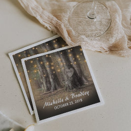 Servilleta De Papel Boda con Luces de Cuerda y Árbol Rústico