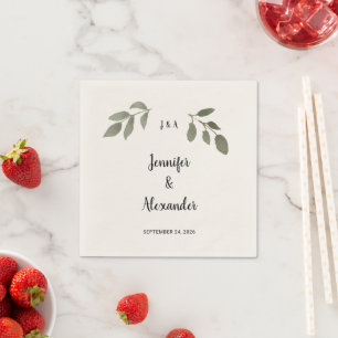 Servilleta De Papel Boda con monograma botánico rústico