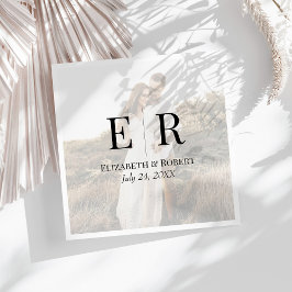 Servilleta De Papel Boda con Monograma de Foto Personalizada Moderna y