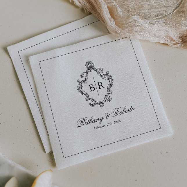Servilleta De Papel Boda con Monograma Vintage (Subido por el creador)