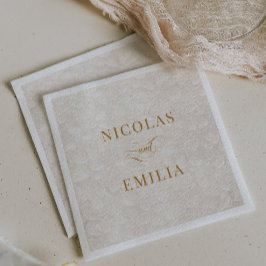 Servilleta De Papel Boda con patrón floral simple en beige dorado