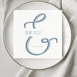 Servilleta De Papel Boda con polvo azul y ampersand