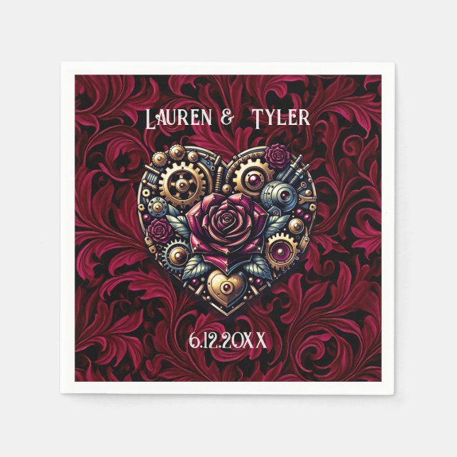 Servilleta De Papel Boda con temas góticos de Steampunk personalizado (Anverso)
