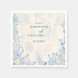 Servilleta De Papel Boda con temática de Blue Toile Ocean