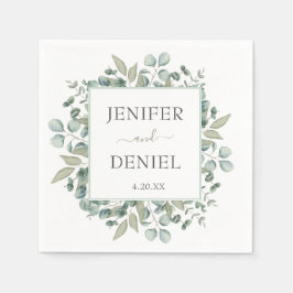 Servilleta De Papel Boda con vegetación de eucalipto