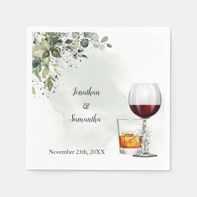 Servilleta De Papel Boda con vino de eucalipto y bourbon (Anverso)