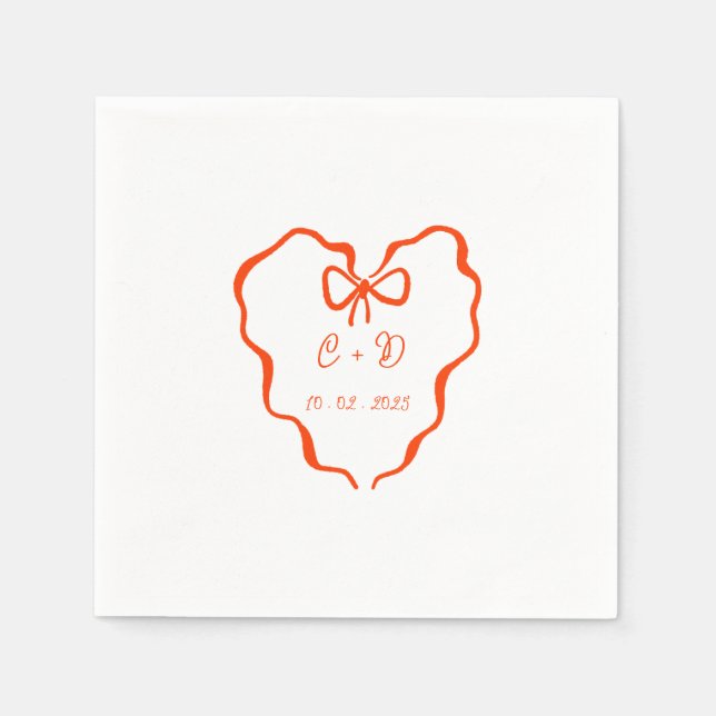 Servilleta De Papel Boda coqueta del corazón (Anverso)