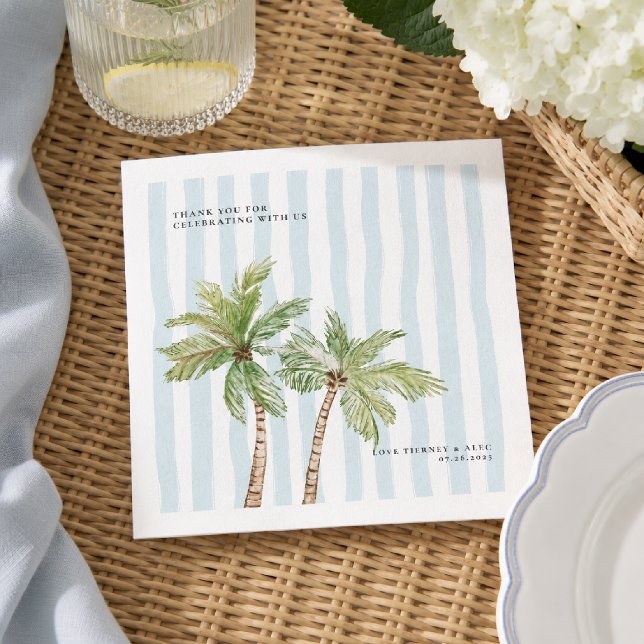 Servilleta De Papel Boda Costera con Palmeras Personalizada (Subido por el creador)