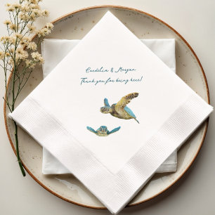 Servilleta De Papel Boda Costera Tortugas Marinas Gracias